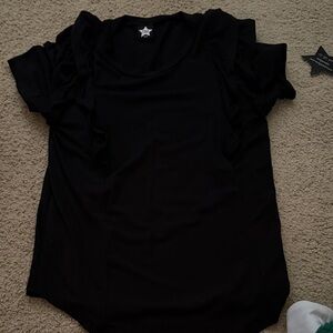 Pixie Lane Black Ruffled Girls Top